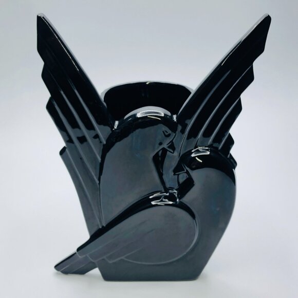 Vintage Fitz and Floyd Skylark Dove Vase: Art Deco Revival Ceramic Centerpiece - Picture 2 of 10